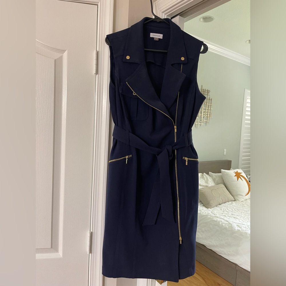 Calvin Klein wrap jacket dress in navy